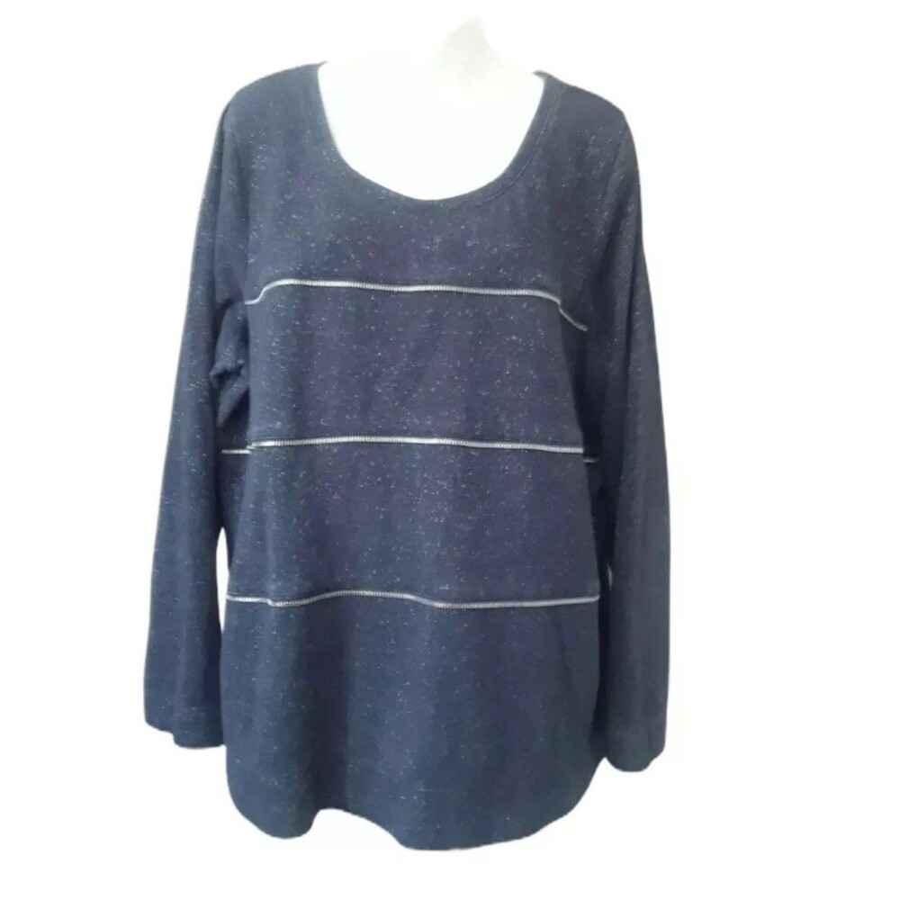 Lane Bryant sparkly black zipper detail sweater plus size 18-20